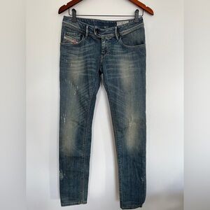 Diesel Nevy Women's Distressed Blue Skinny Jeans Low Rise Size 28